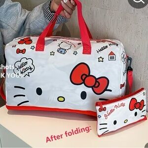 Hello Kitty Red and White Foldable Duffle Bag Set